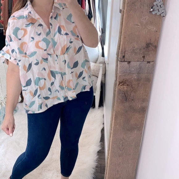 Rachel Zoe floral top size XLarge linen - Picture 2 of 7